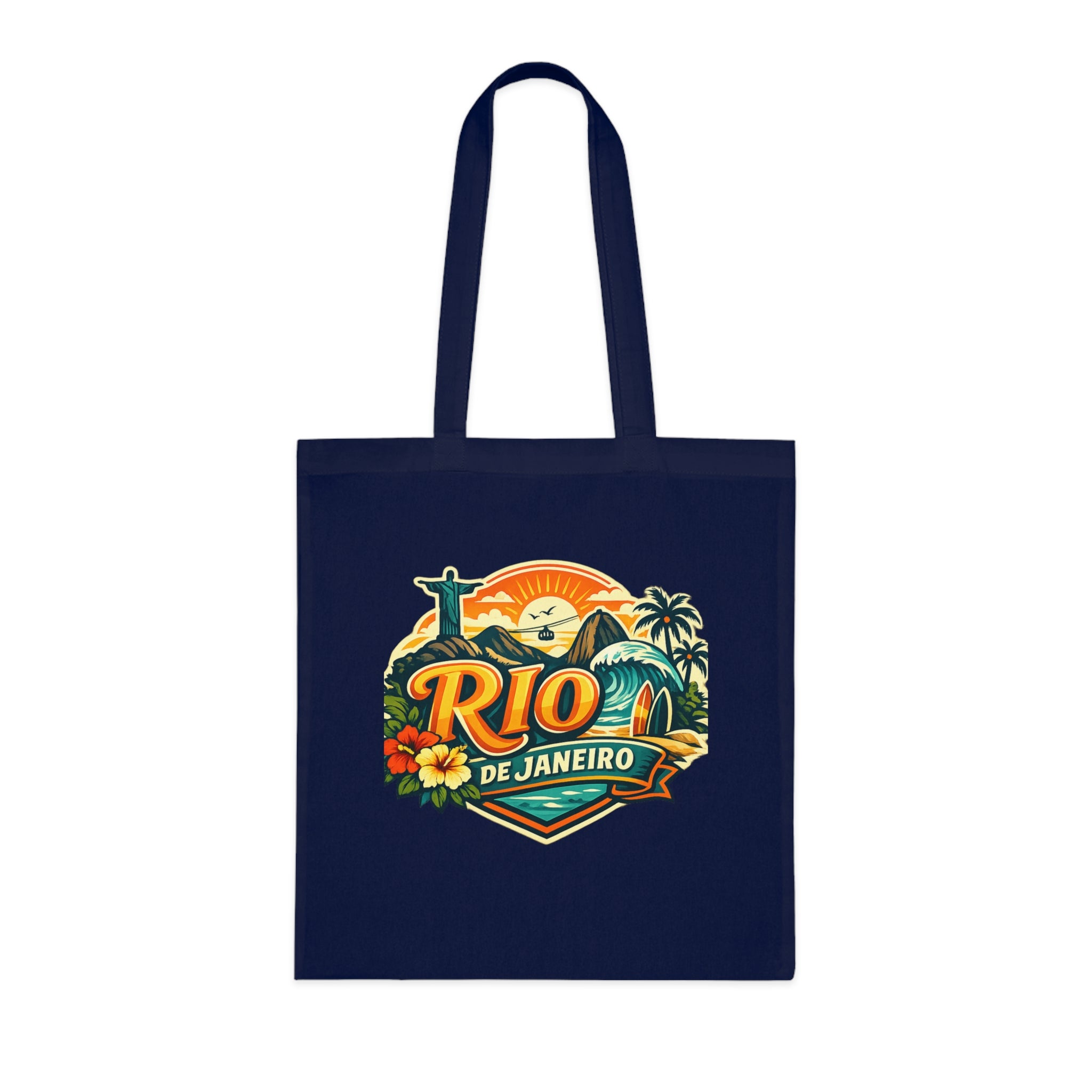 Rio de Janeiro / West Palm Beach Beach Tote — Retro Tropical Cotton Tote Bag