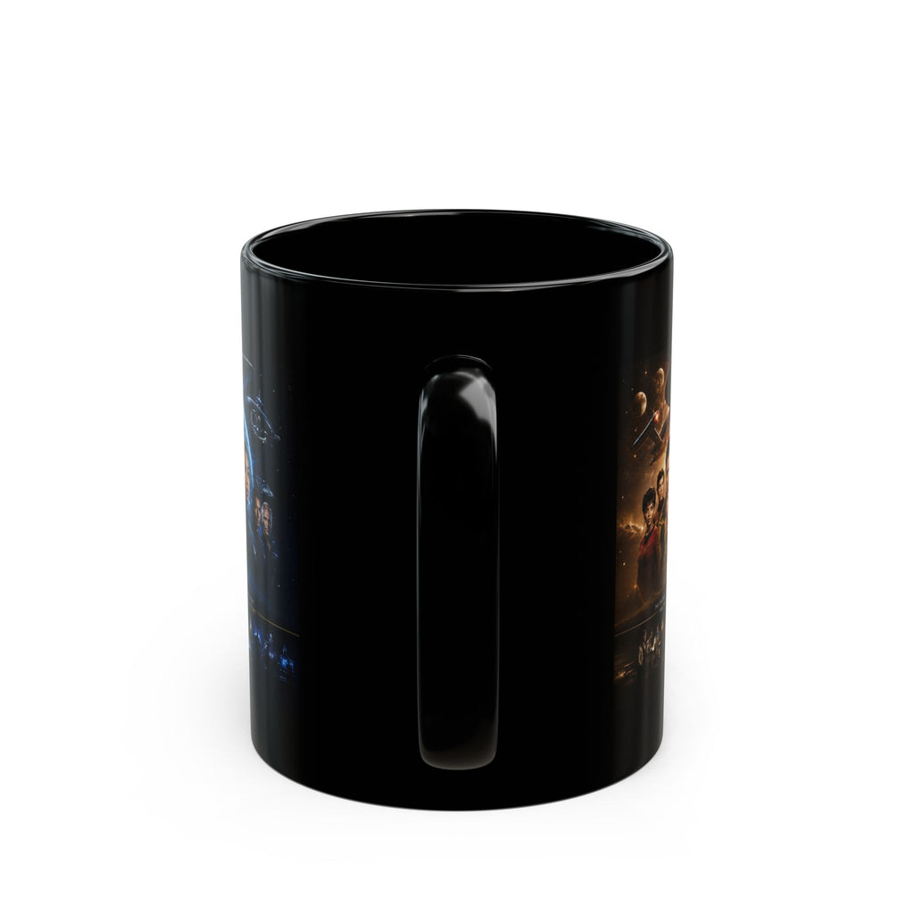 Star Trek Collage Black Mug — Sci‑Fi Crew Montage Coffee Cup (11oz/15oz)