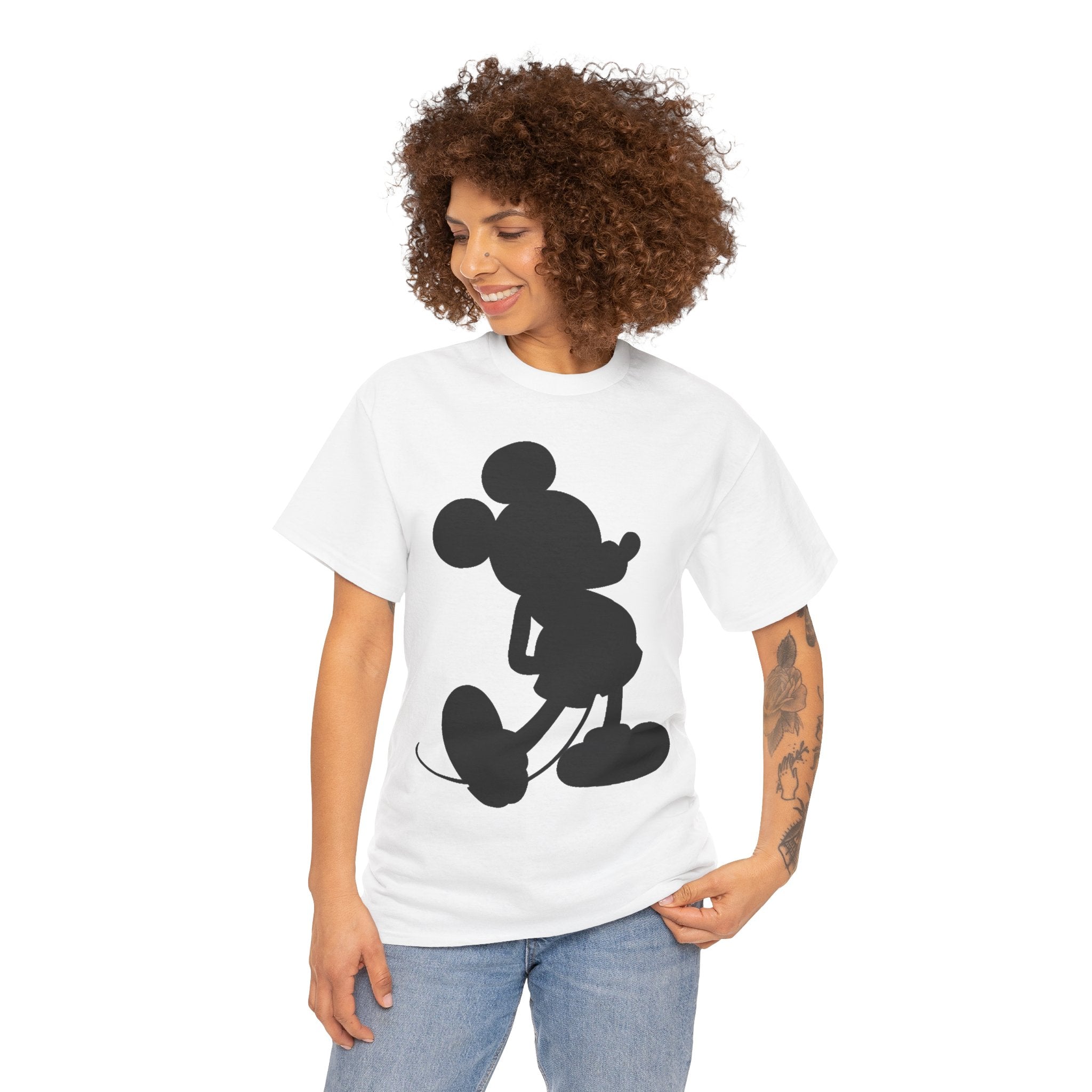 Mickey Mouse Silhouette Graphic Tee — Retro Cartoon Shadow T-Shirt