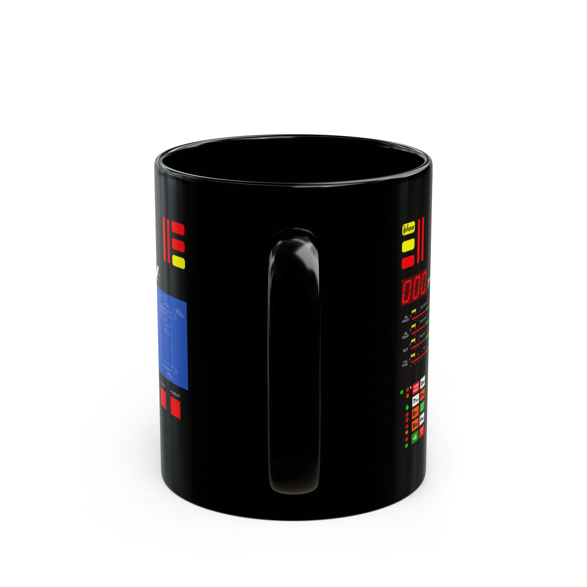 Knight Rider Kitt Dashboard Computer Console Black Mug — Futuristic Control Panel Design (11oz & 15oz)