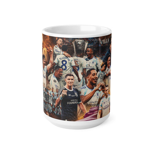 Aston Villa Europa League Winners Celebration Ceramic Mug — Fan Collage Coffee Cup (11oz/15oz)