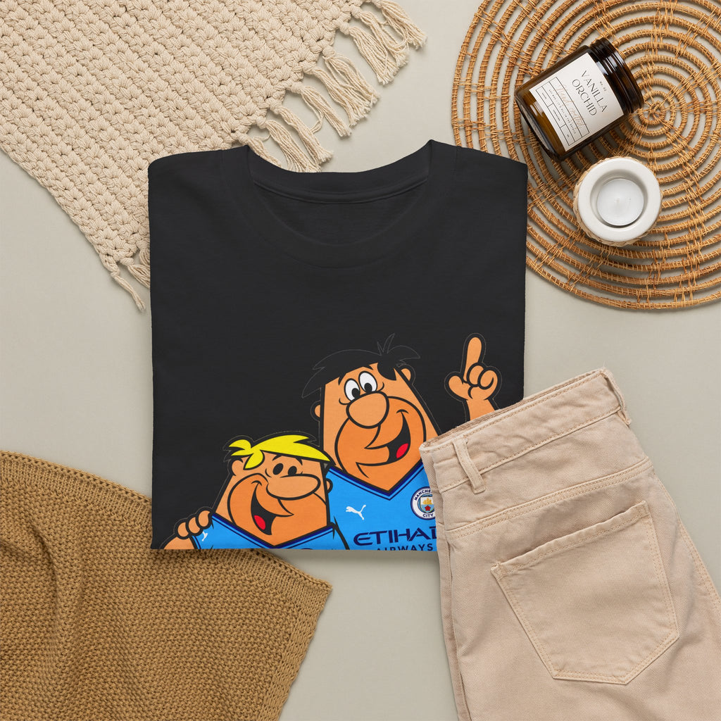 Manchester City The Flintstones Etihad Airways Cartoon Cotton T-Shirt