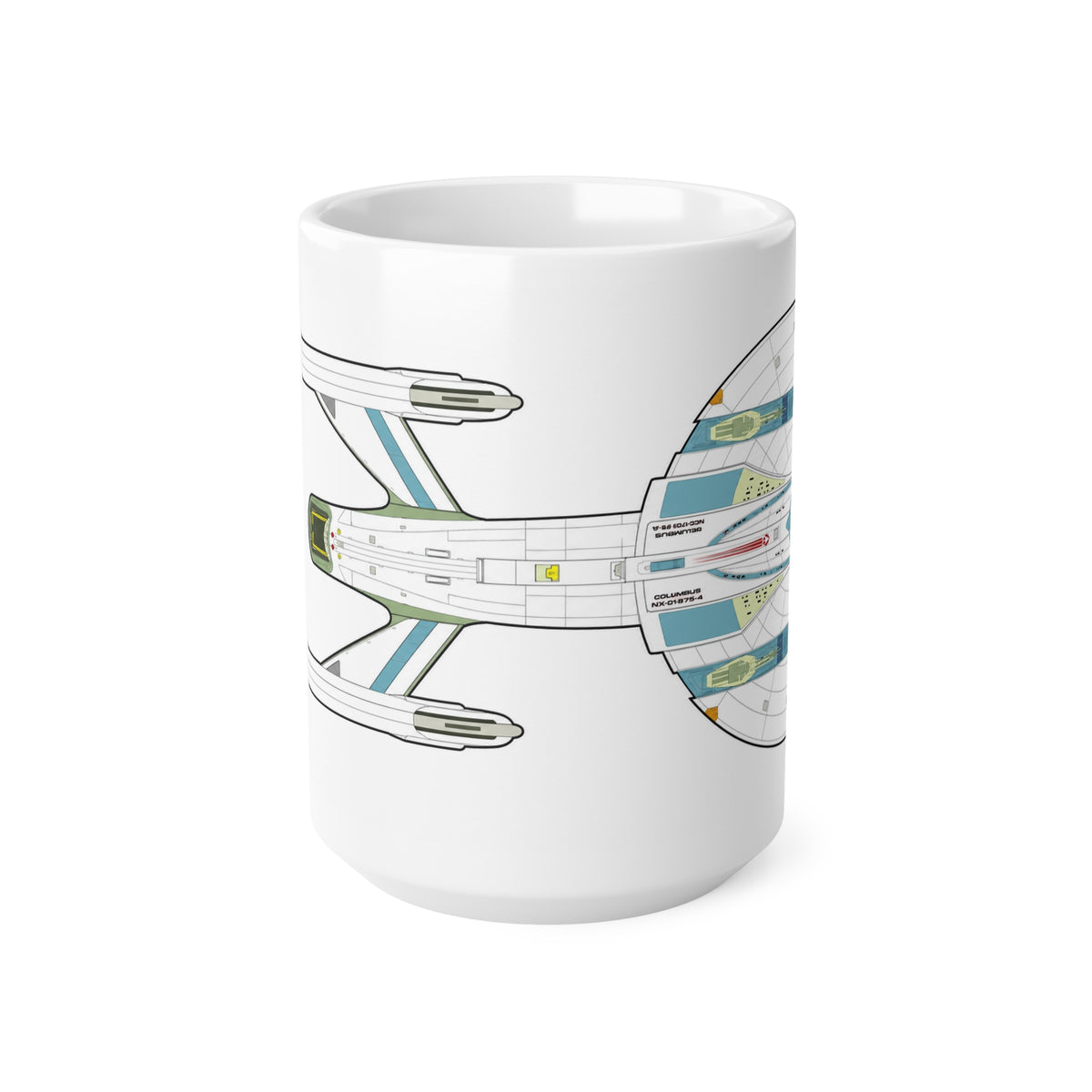 Spaceship Outline Coffee Mug — Retro Sci‑Fi Starship Ceramic Mug (11oz & 15oz)