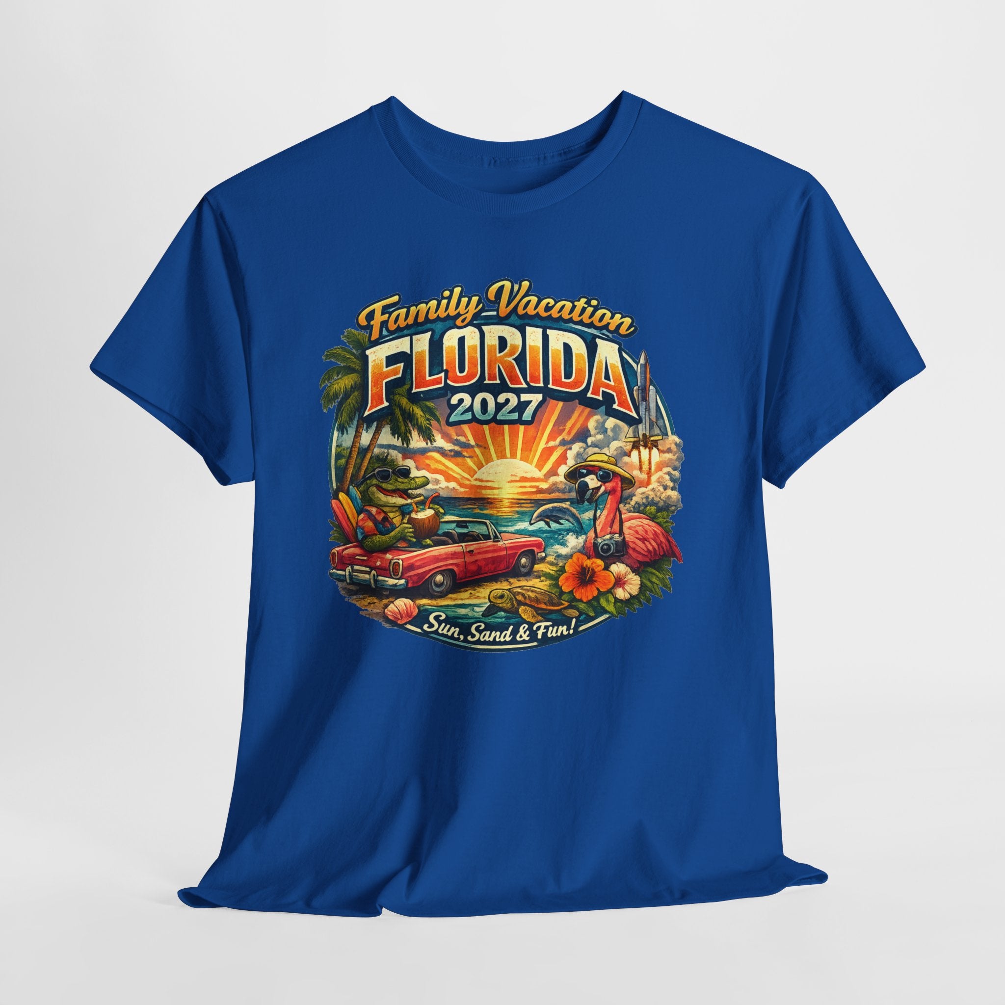Florida Family Vacation 2027 T-Shirt — Retro Sunset Beach Design