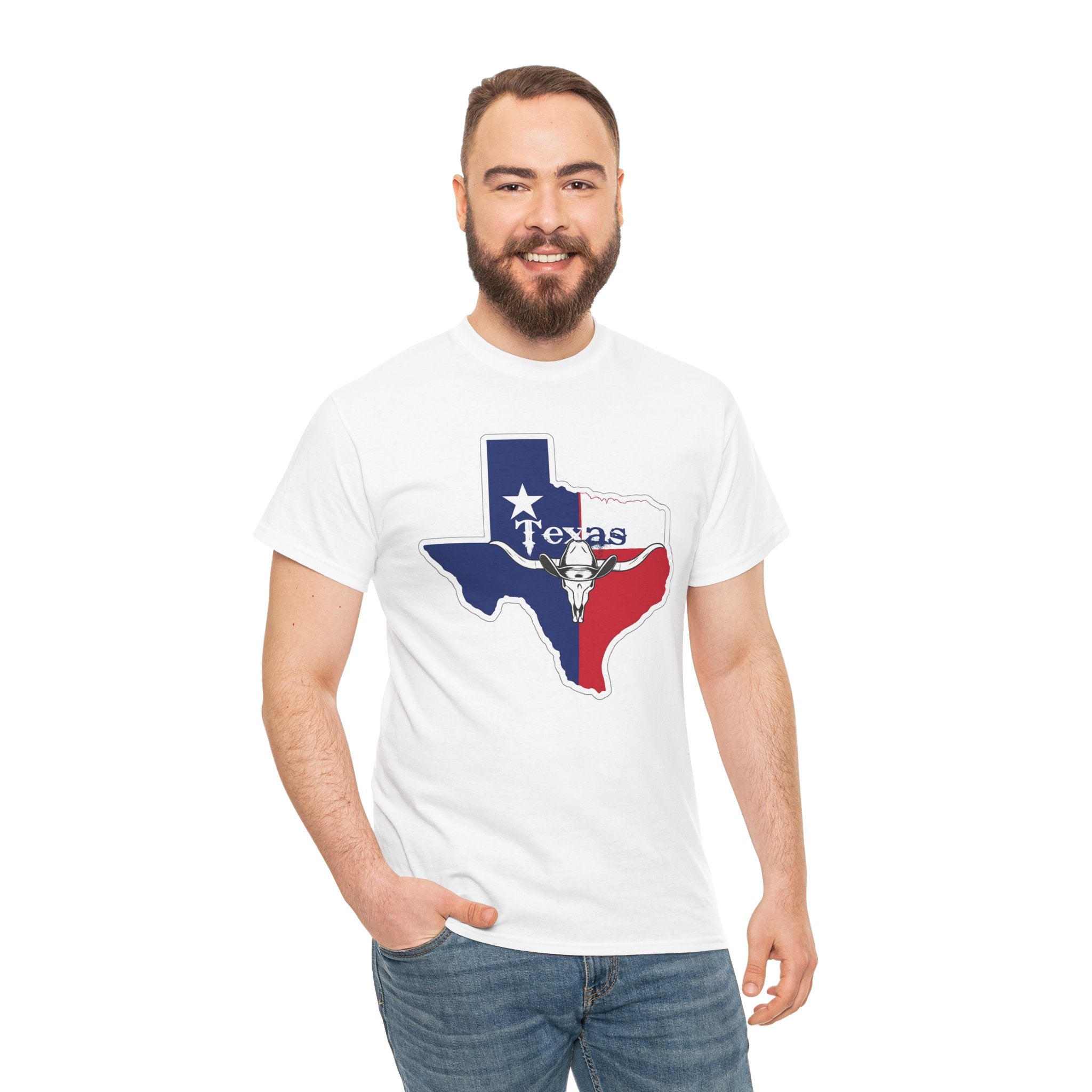 Texas Flag Outline T-Shirt — Lone Star State Map Tee with 'Texas' Text