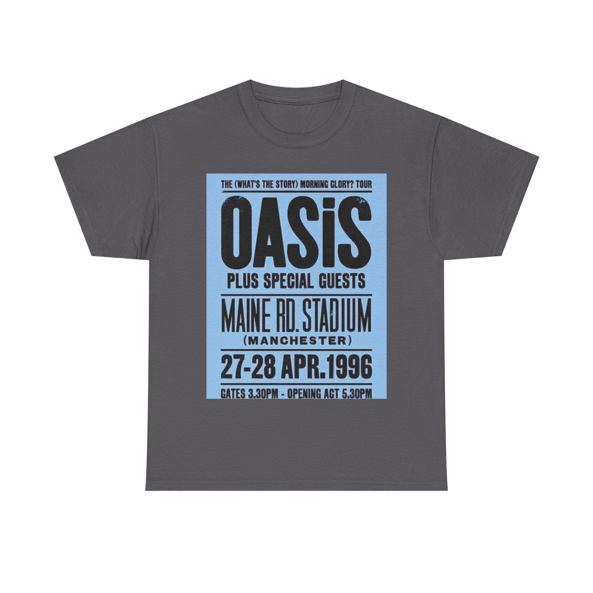 Oasis 1996 Maine Road Tour Poster T‑Shirt — Maine Rd. Stadium Concert Tee