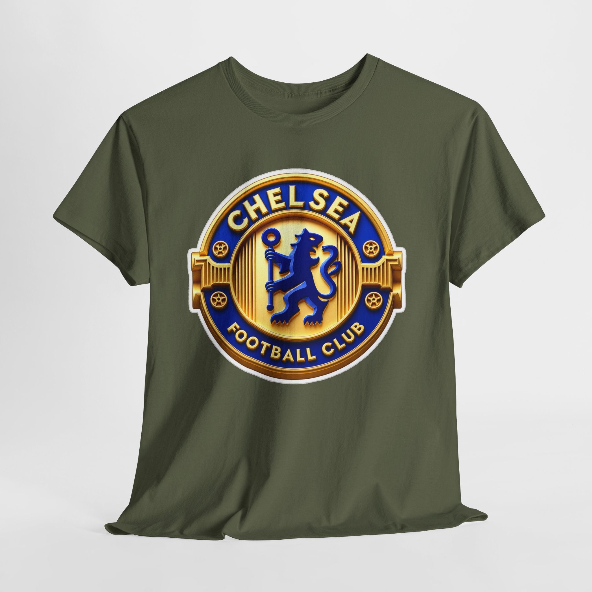 Chelsea Football Club Crest Tee — Retro Blue & Gold Soccer Emblem T-Shirt