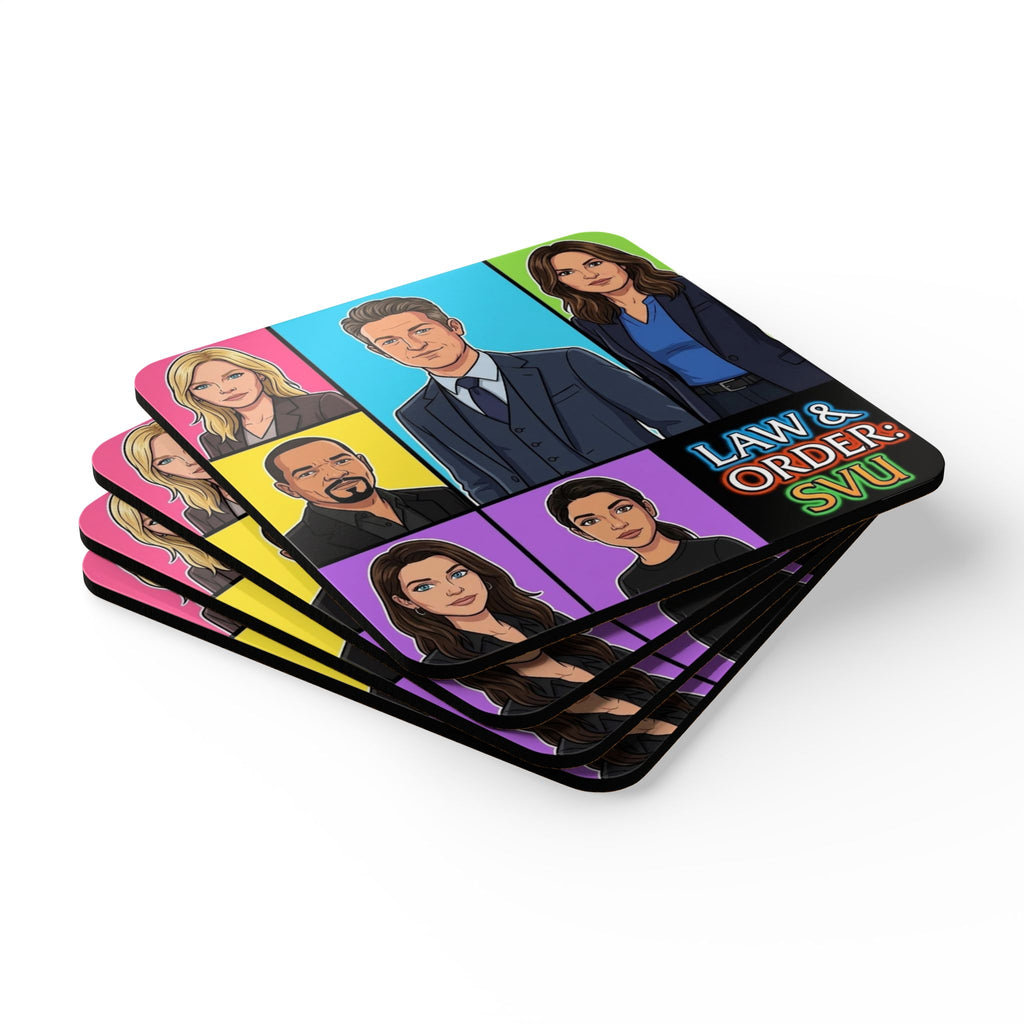Law & Order: SVU Character Pop Art Corkwood Coaster Set — TV Fan Drink Coasters
