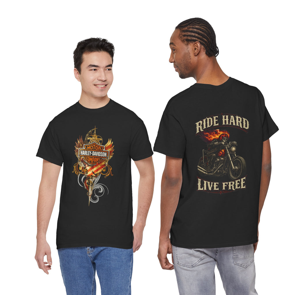 Ride Hard Live Free Motorcycle Tee — Harley-Inspired Biker T-Shirt