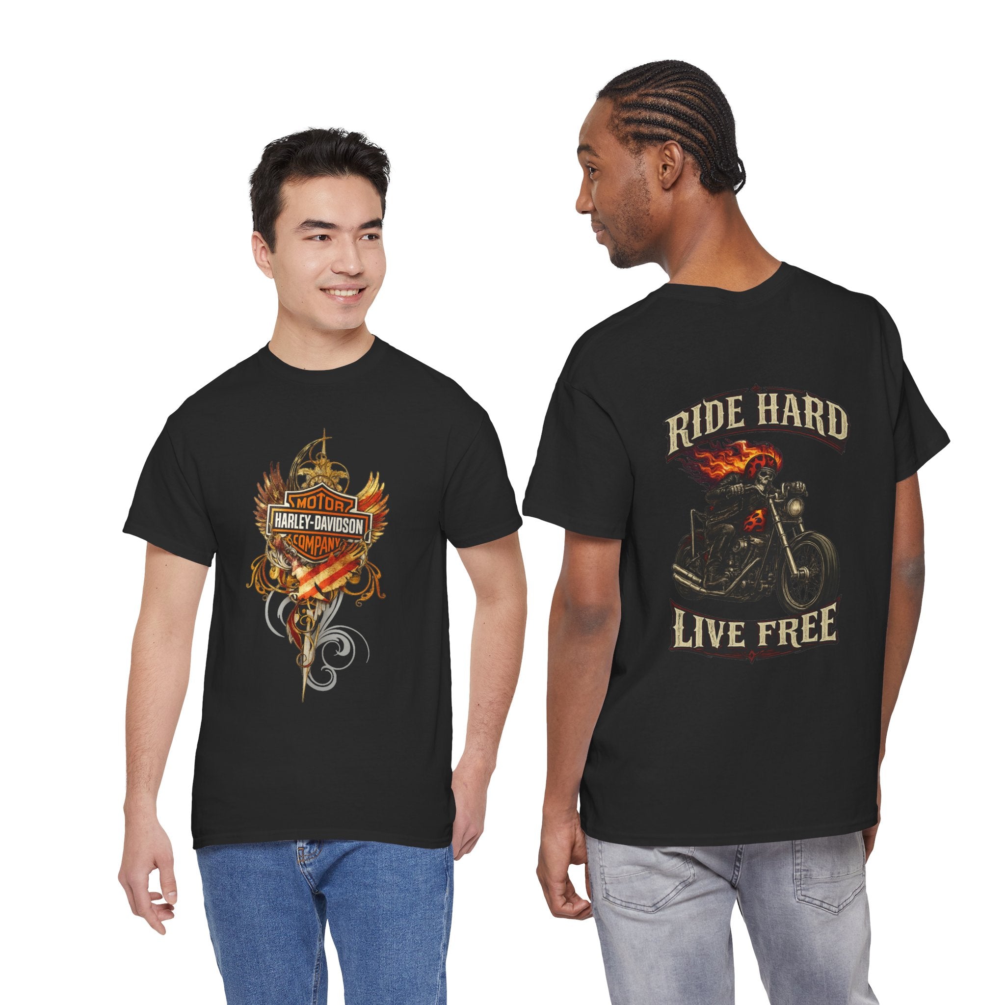 Ride Hard Live Free Motorcycle Tee — Harley-Inspired Biker T-Shirt