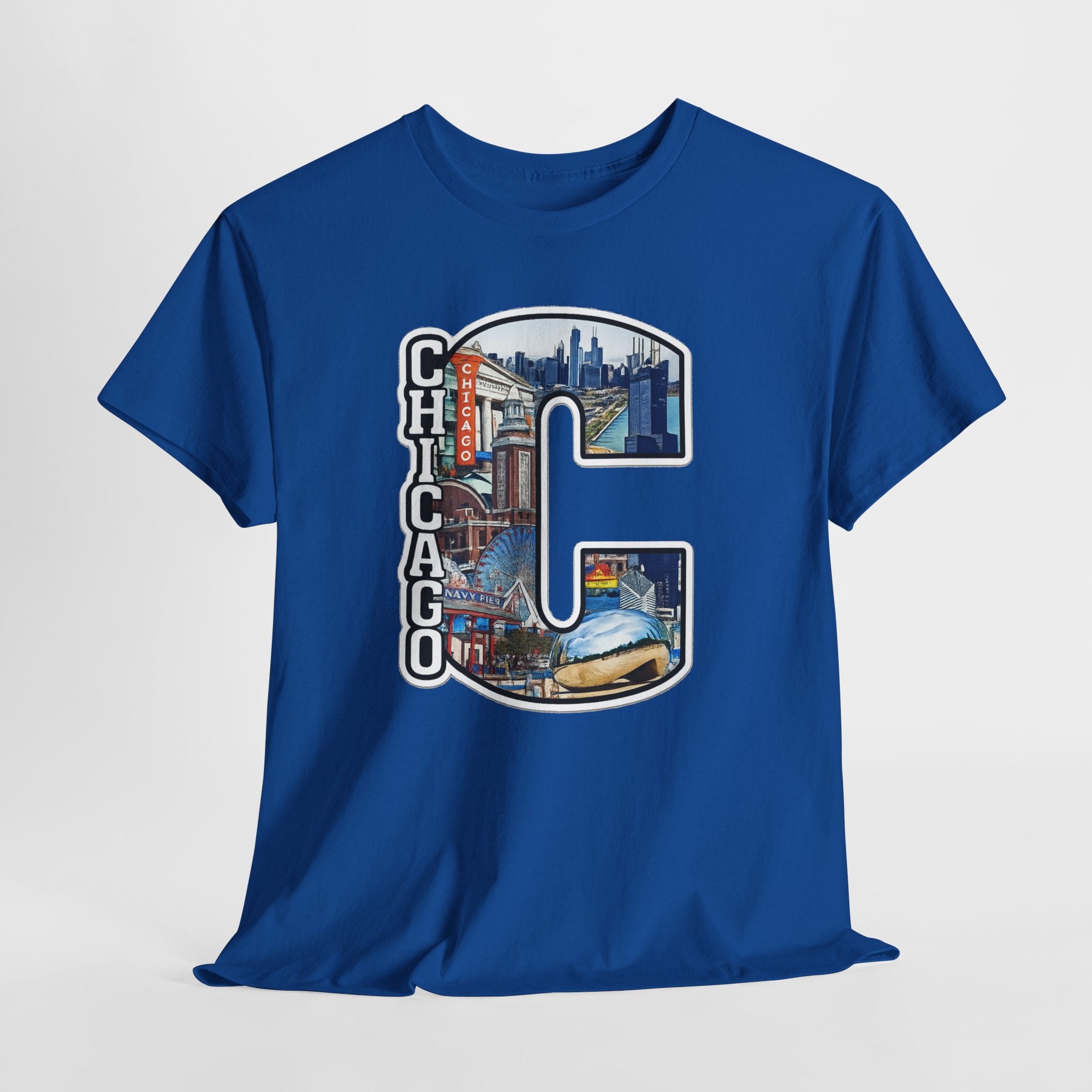 Chicago C Letter T-Shirt — City Skyline Graphic Cotton Tee