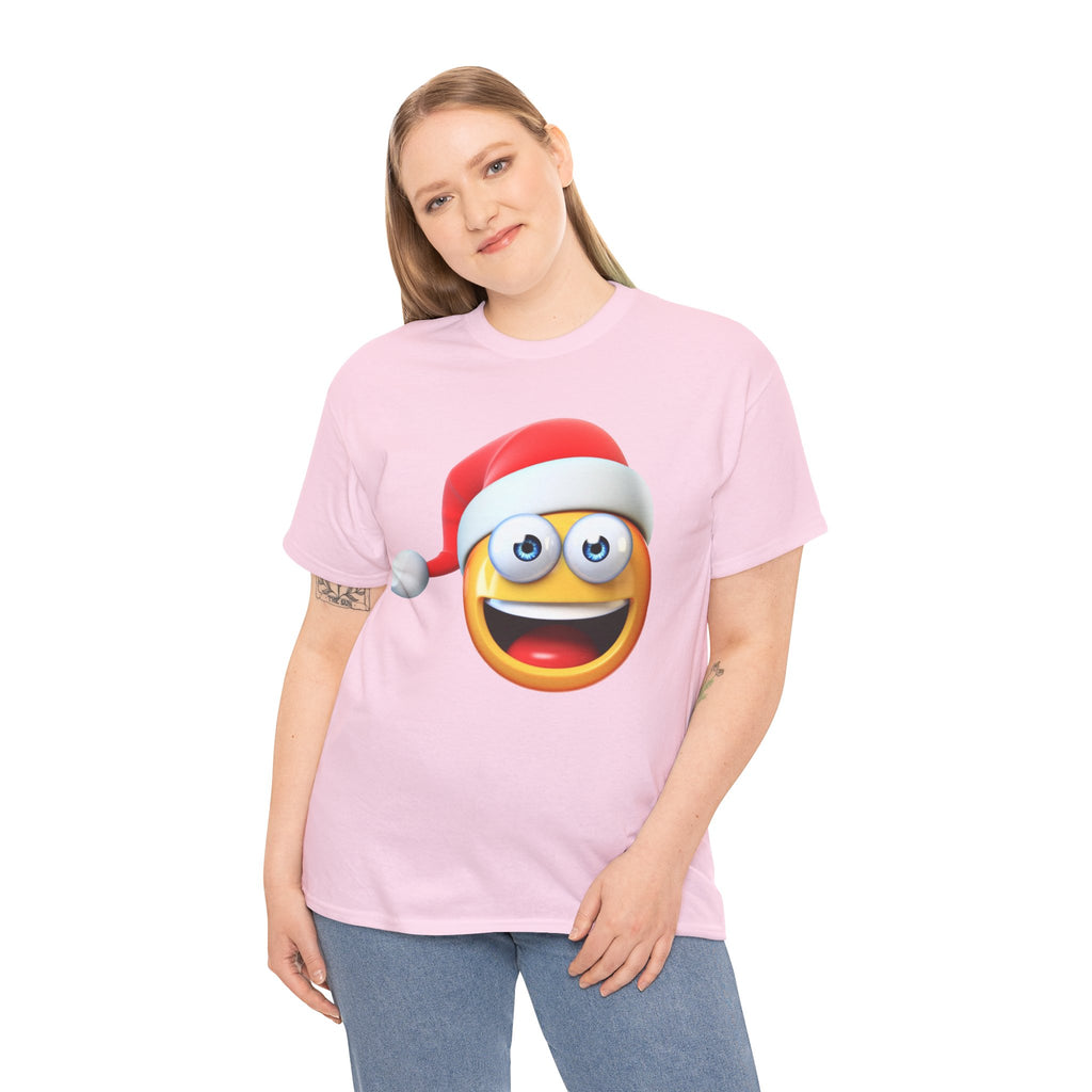 Christmas Emoji T-Shirt — Santa Hat Smiley Holiday Tee