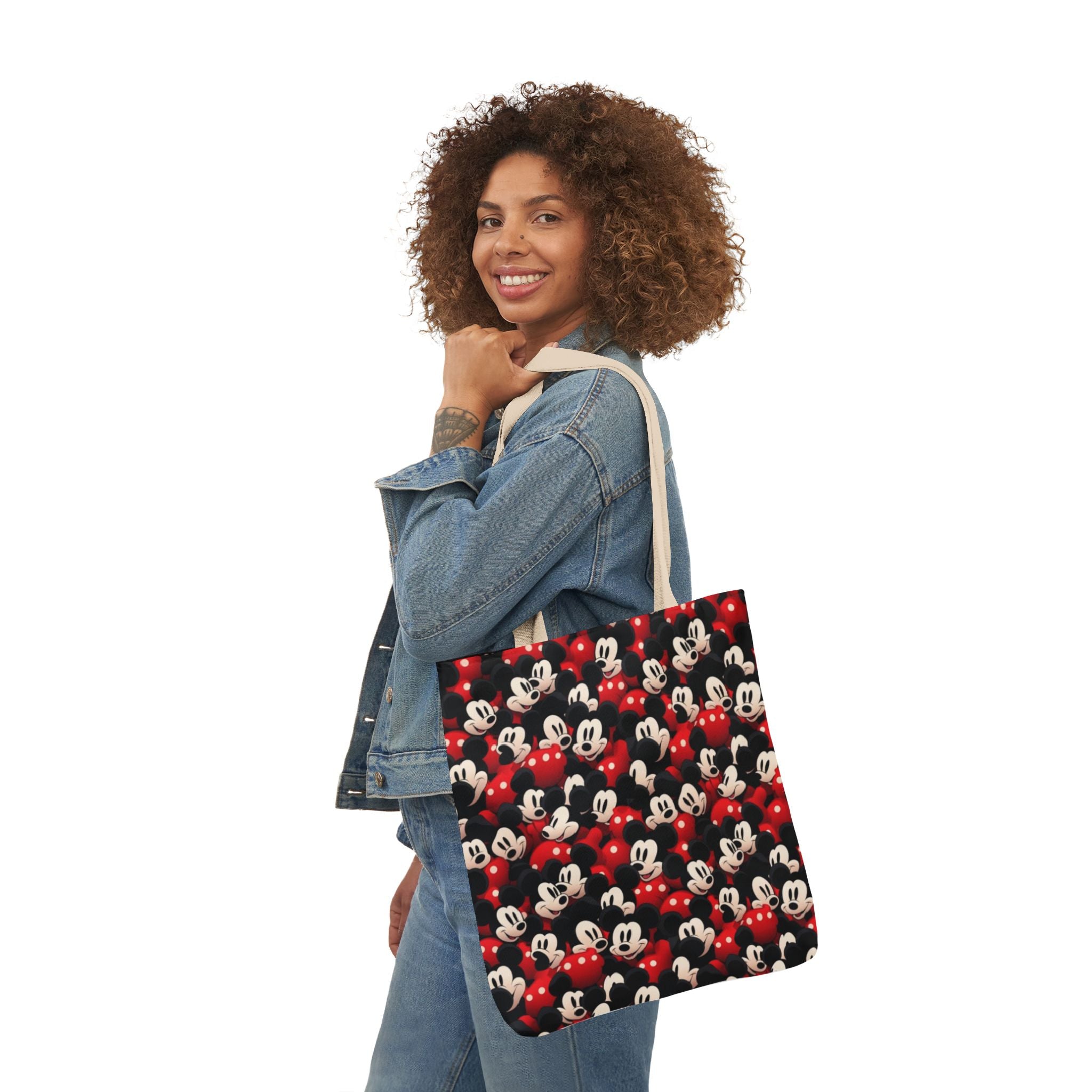 Mickey Mouse Canvas Tote — Retro Cartoon Character Allover Print