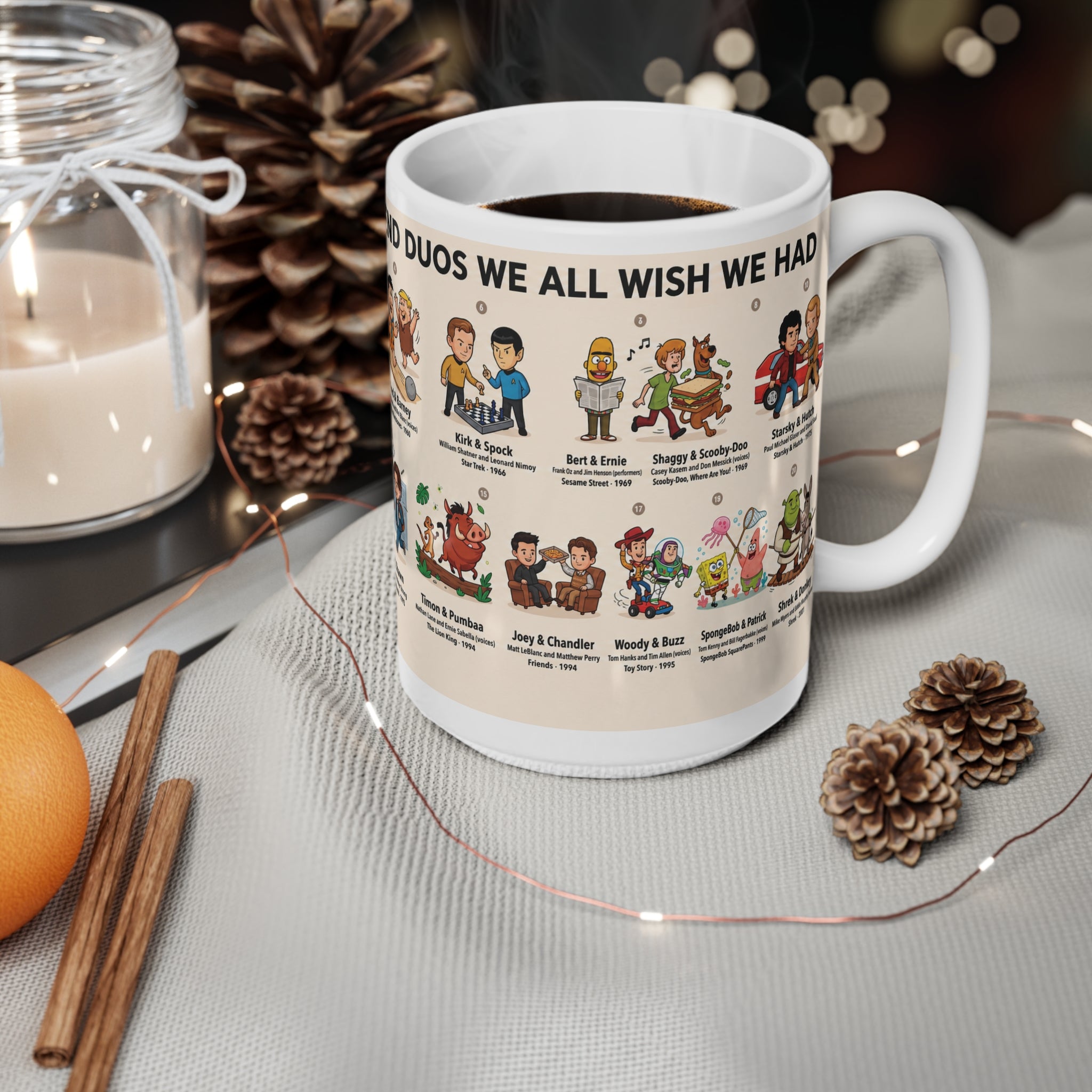 Best Friend Duos Coffee Mug — Vintage Club Championship Medal Design (11oz & 15oz)