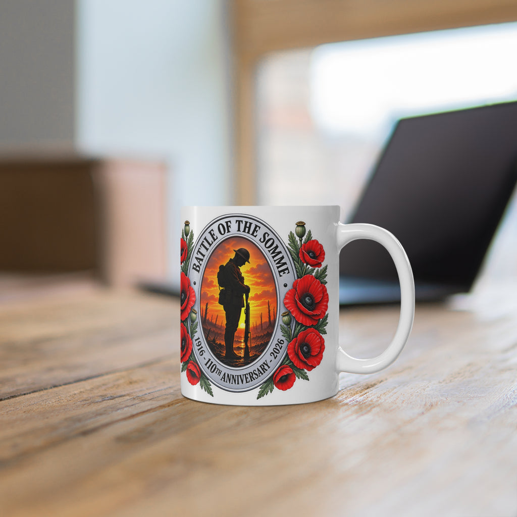 Battle of the Somme Poppy Memorial Mug — 11oz & 15oz Ceramic Coffee Cup