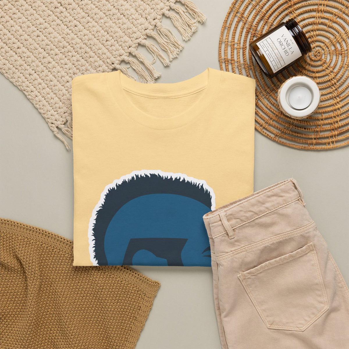 Mr T Profile Silhouette T‑Shirt – Blue Head & Gold Earring Graphic
