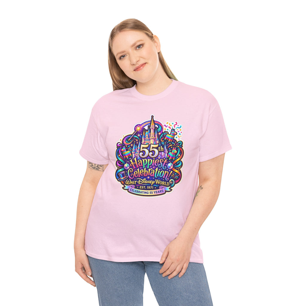 T-Shirt — "55th Happiest Celebration" Colorful Anniversary Castle Graphic Tee