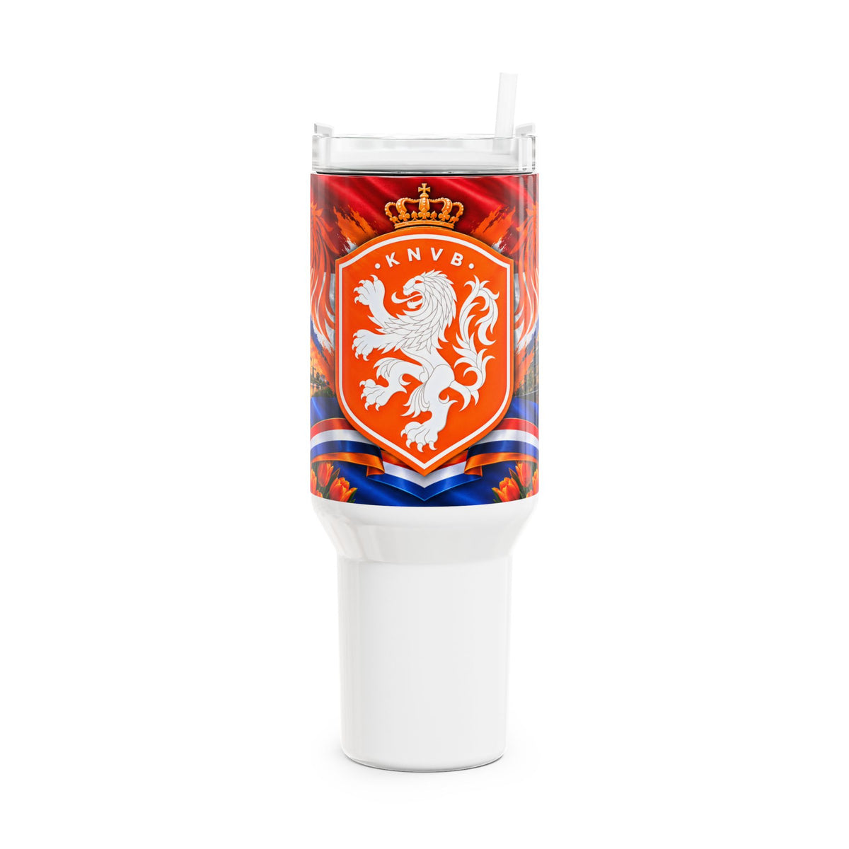 Netherlands Lion Crest 40oz Tumbler – Dutch Flag, Windmill & Tulip Travel Cup