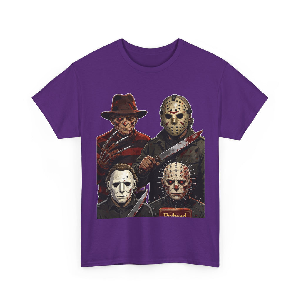Horror Icons T-Shirt — Freddy, Jason, Michael & Pinhead Slasher Collage