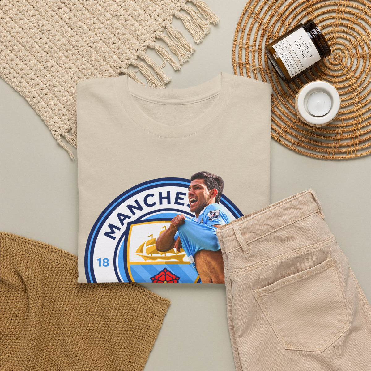 Sergio Aguero Manchester City Legend Soccer Tee — Player Celebration Graphic T-Shirt
