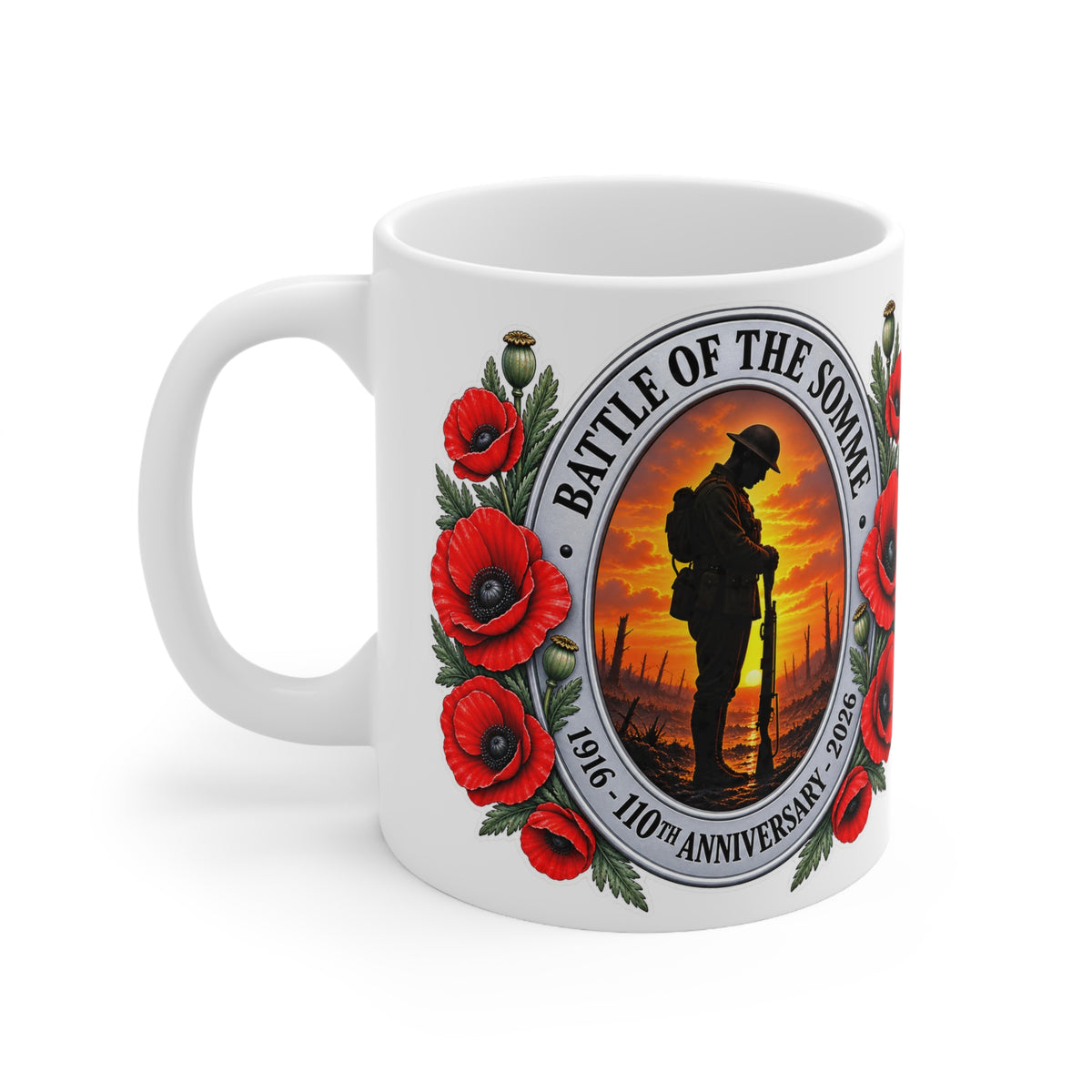 Battle of the Somme Poppy Memorial Mug — 11oz & 15oz Ceramic Coffee Cup