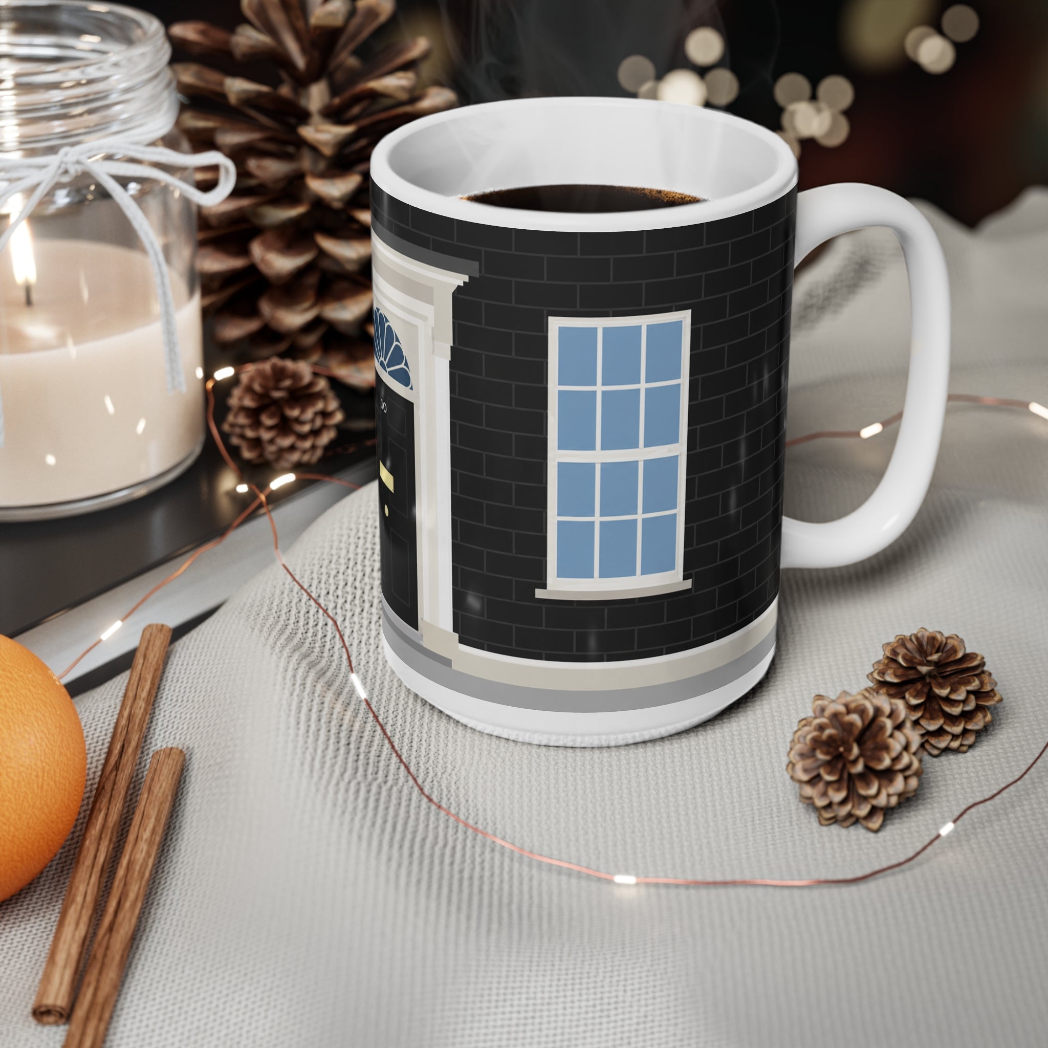 No.10 Downing Street Georgian Door Coffee Mug — Ceramic Tea Cup, 11oz & 15oz