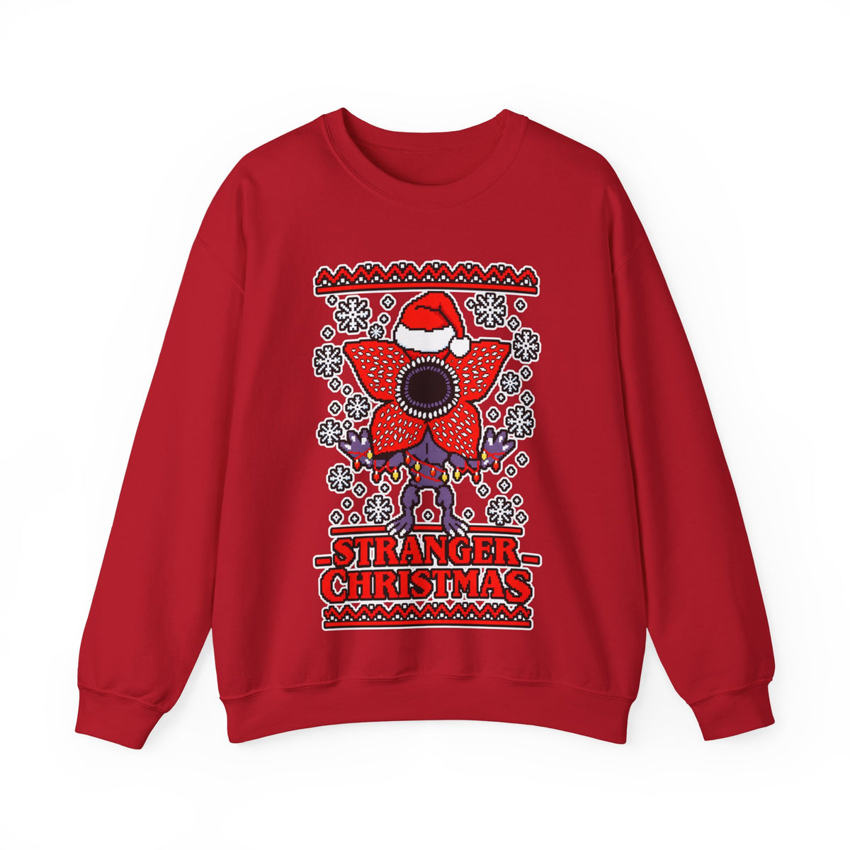 Stranger Christmas Crewneck Sweatshirt – Retro Demogorgon Holiday Sweater