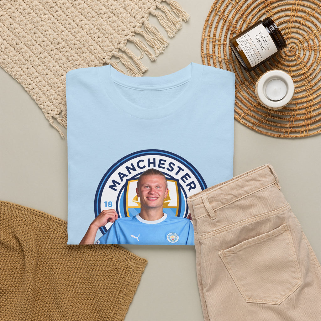 Manchester City Erling Haaland Inspired Cotton T-Shirt Tee — Player Celebratory Graphic T-Shirt