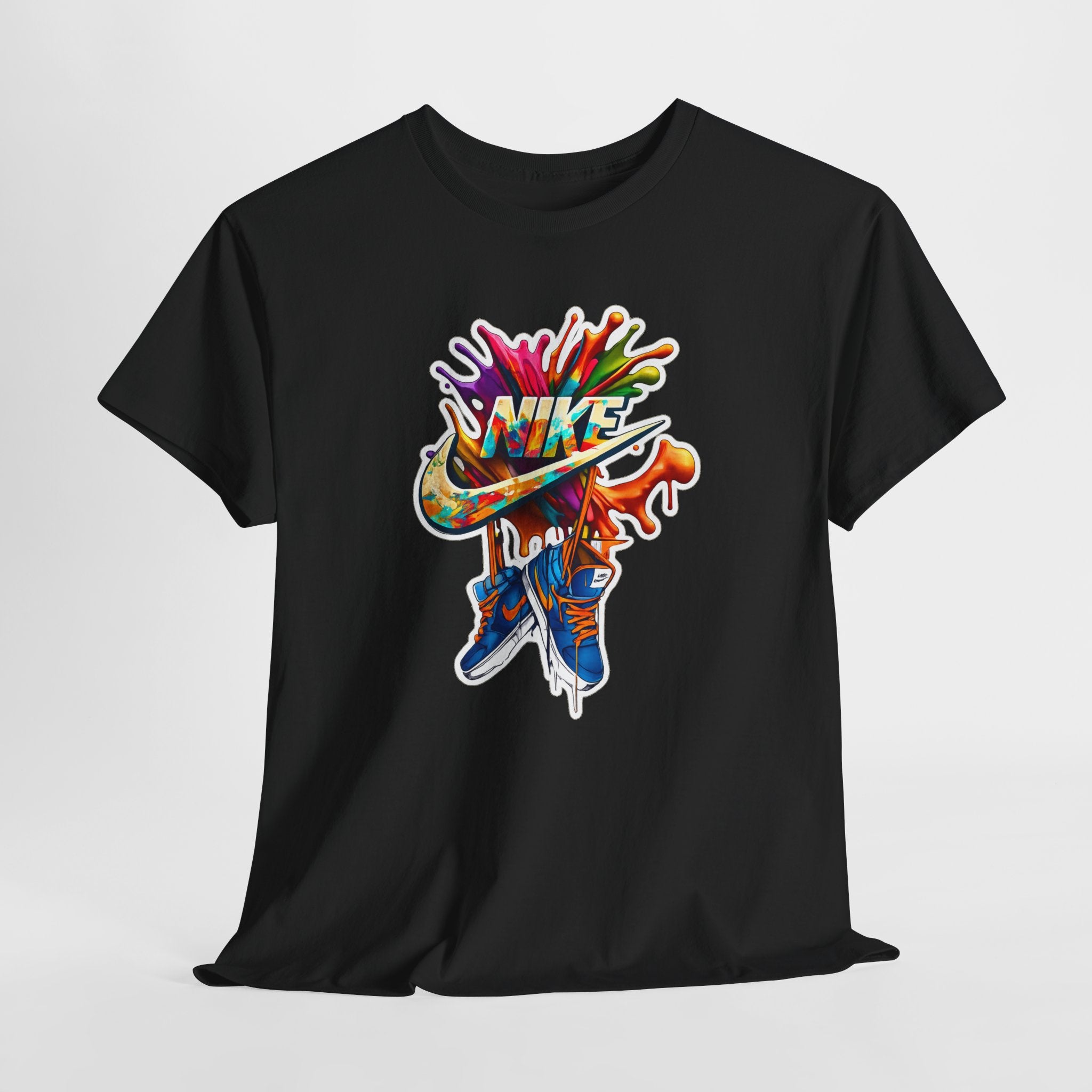 Nike Inspired Splash Graphic Tee — Colorful Sneaker Streetwear T-Shirt