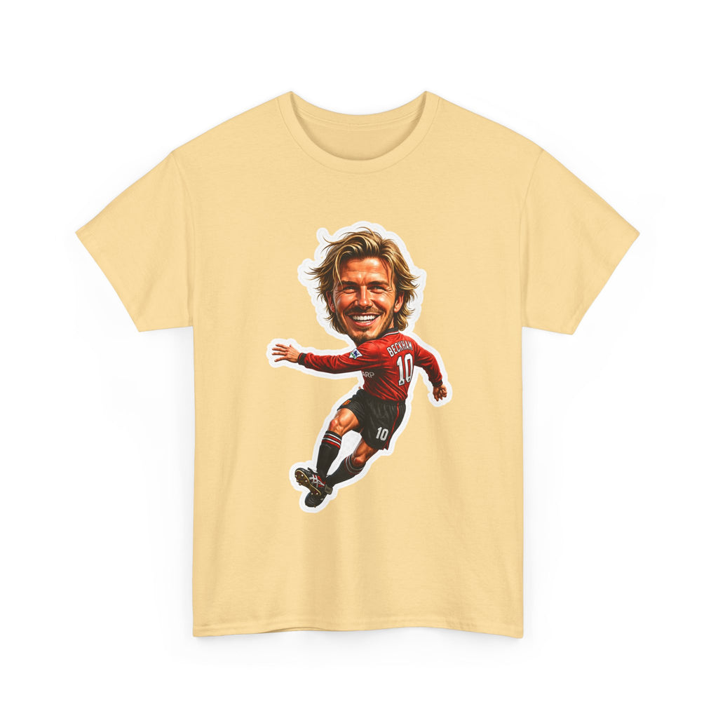 Beckham Caricature Cotton T-Shirt — Retro Football Player Graphic Tee