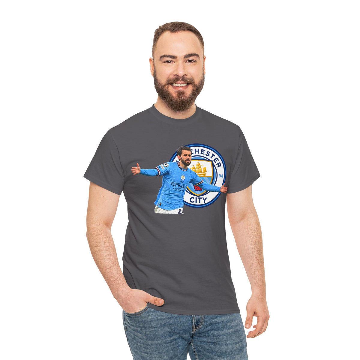 Bernardo Silva Manchester City Football Club Graphic Tee — Celebratory Player Design
