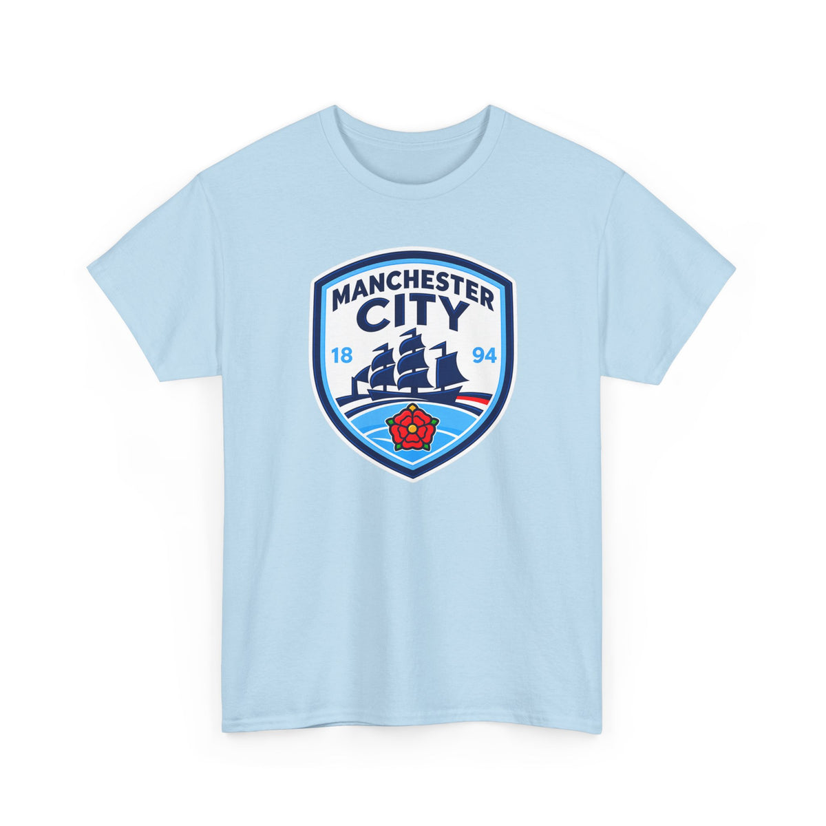 Manchester City Inspired Crest Cotton T-Shirt