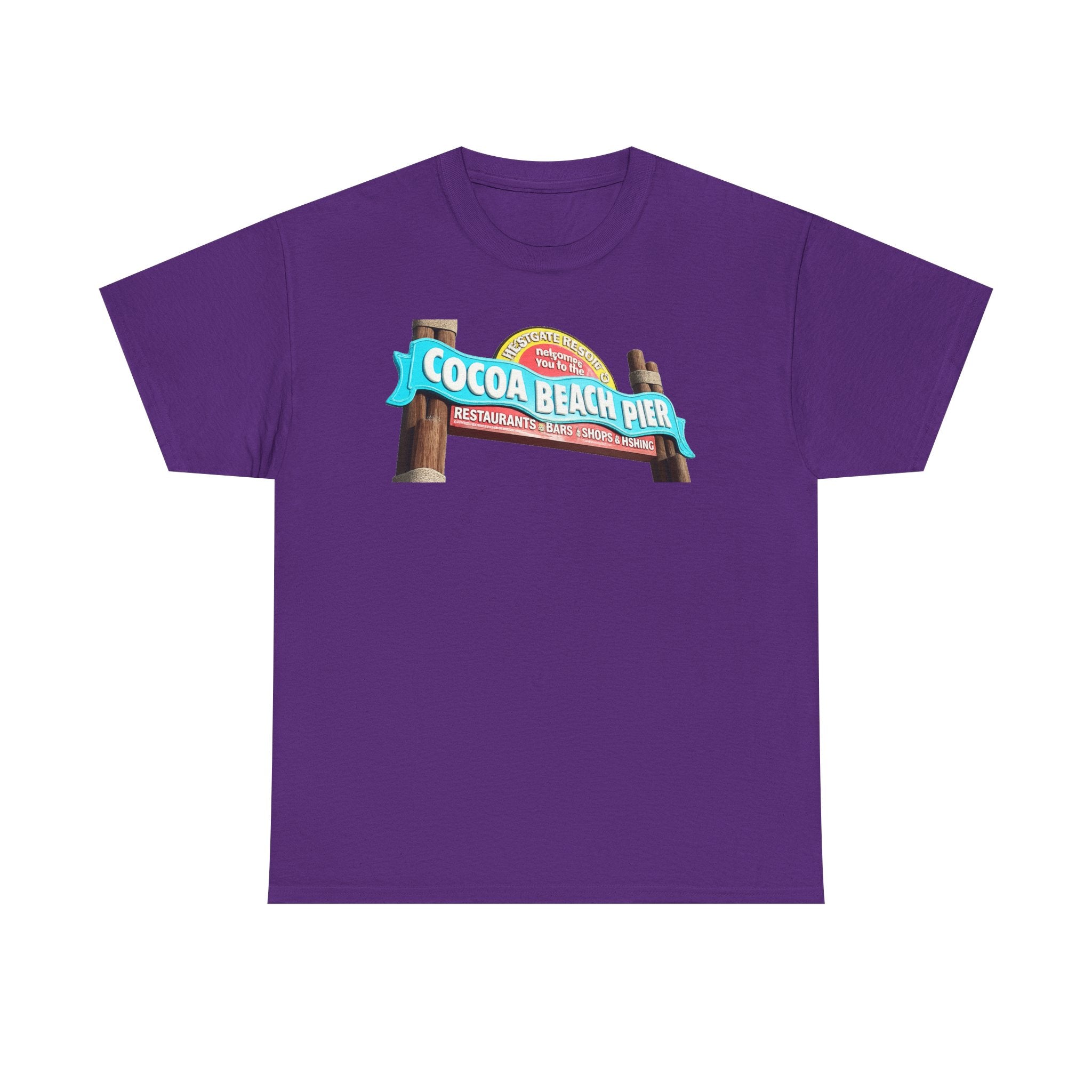Cocoa Beach Pier T‑Shirt — Retro Beach Sign Vacation Tee
