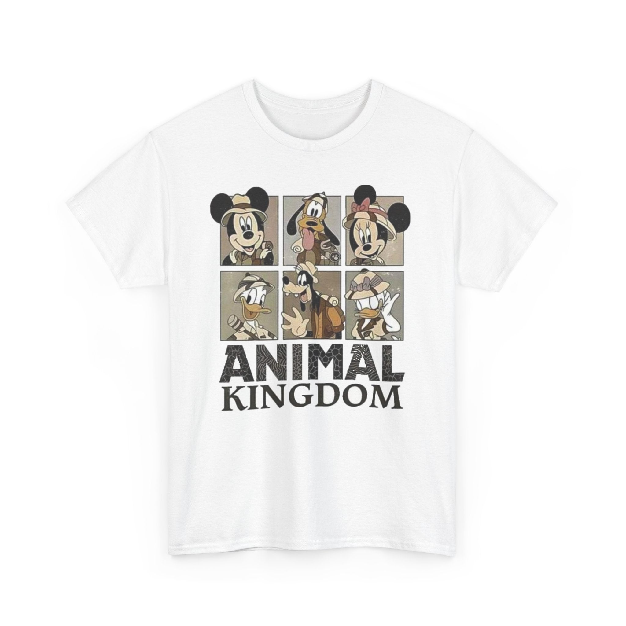 Animal Kingdom Graphic Tee — Vintage Cartoon Character Panel