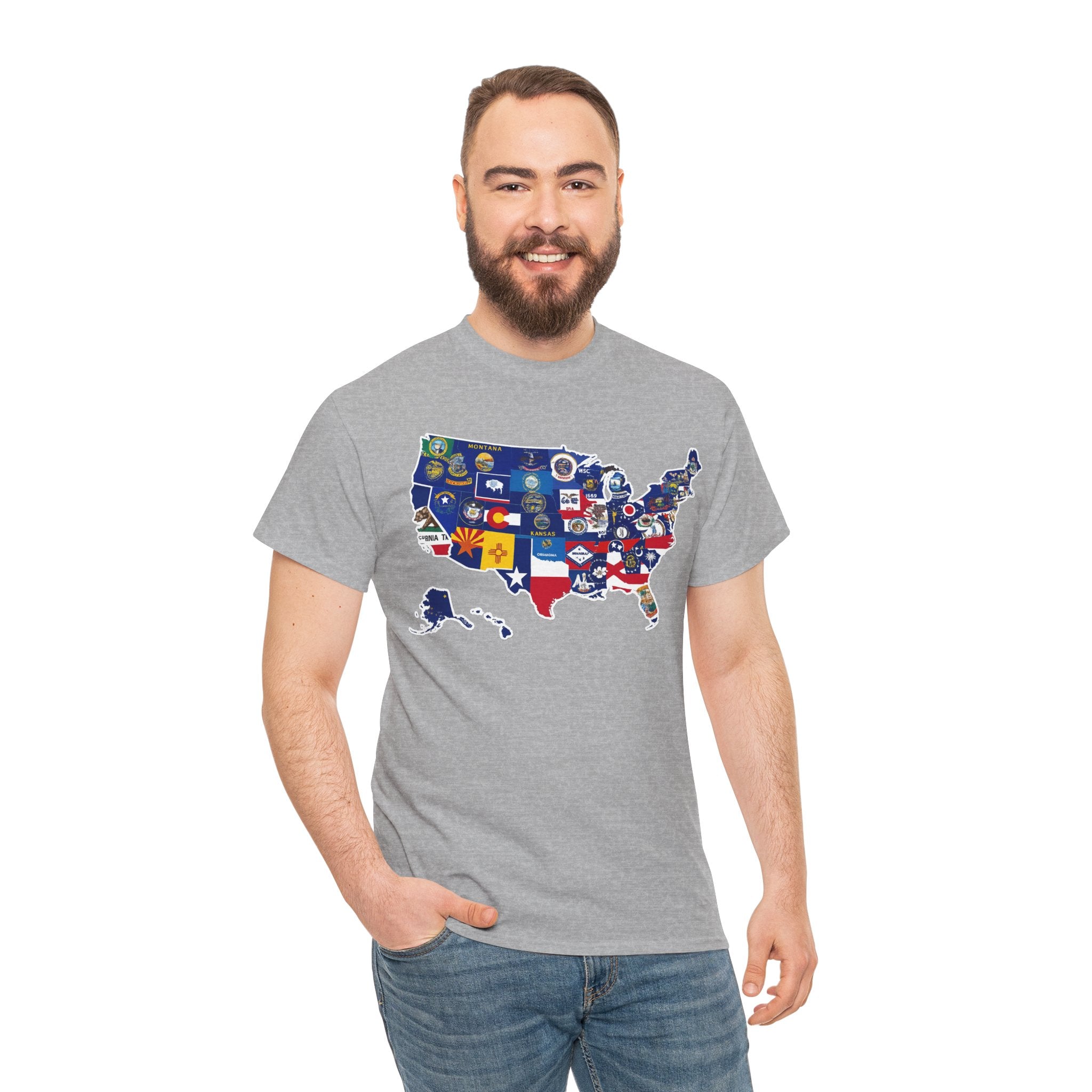 USA Map Flag T-Shirt — United States State Flag Map Tee