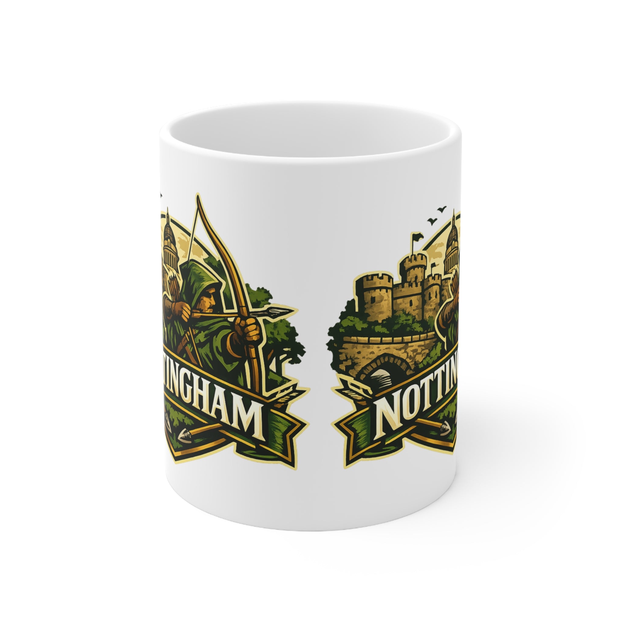 Nottingham Robin Hood Ceramic Coffee Mug — 11oz & 15oz Travel-Perfect Gift