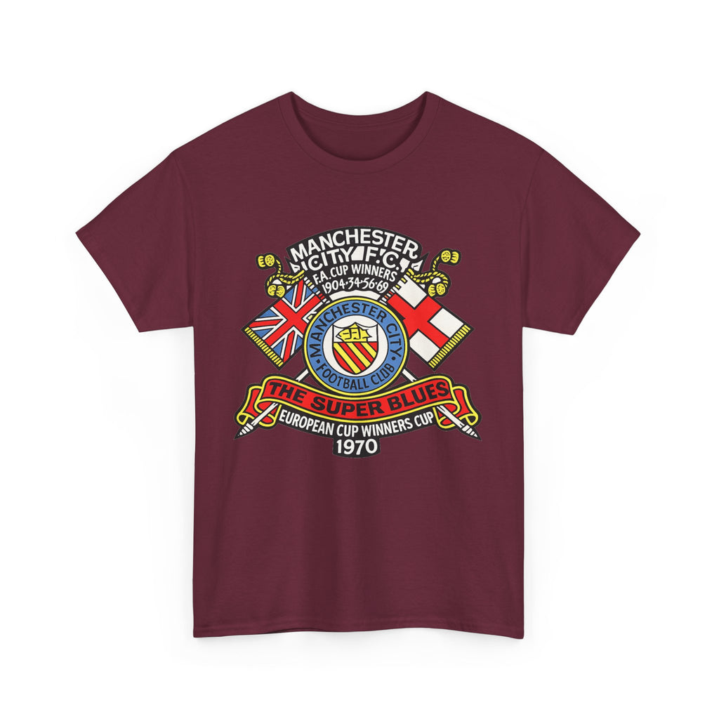 Manchester City Vintage Crest Tee — 'The Super Blues' 1970 European Cup Winners