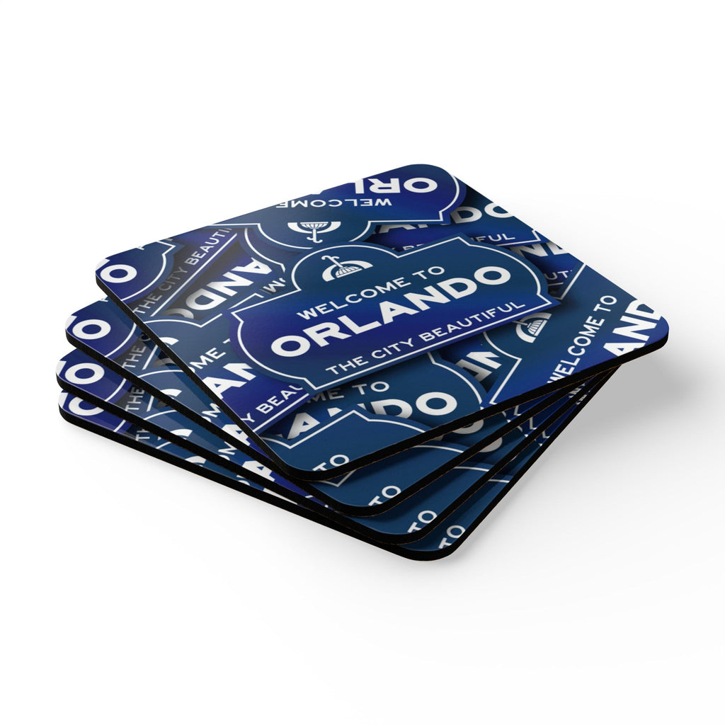 Welcome to Orlando Cork Coaster Set — The City Beautiful Souvenir Coasters (4-Pack)