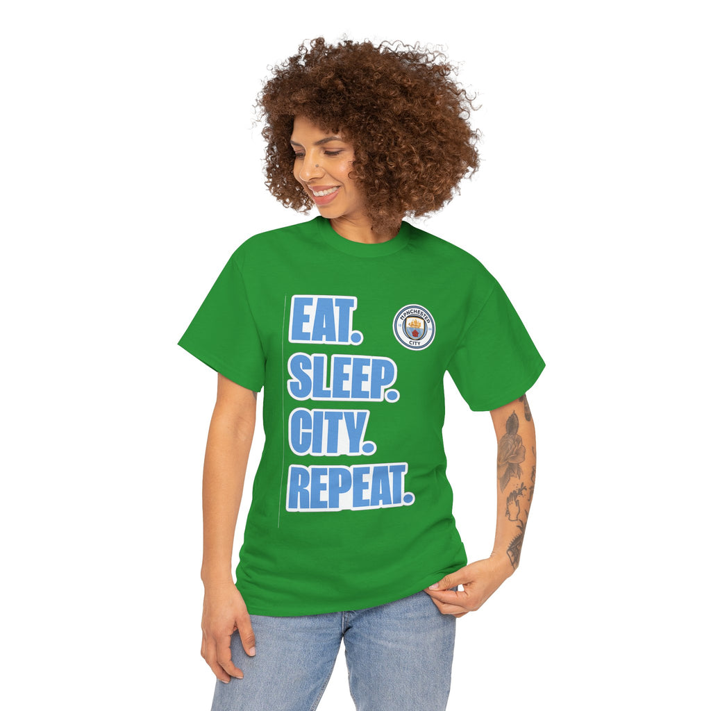 Eat. Sleep. City. Repeat. T‑Shirt — Manchester City Fan Tee