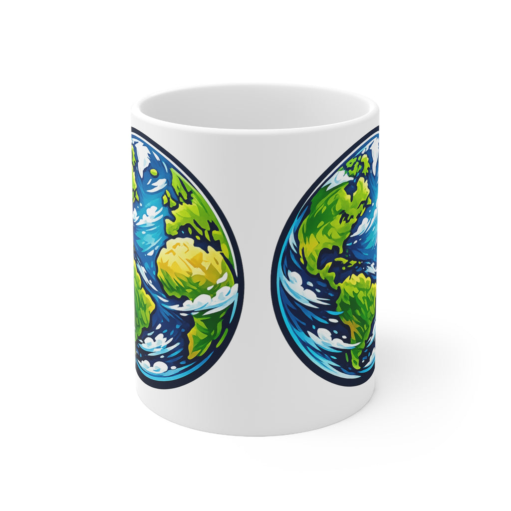 Earth Globe Ceramic Mug — Eco-Friendly World Map Coffee Cup (11oz & 15oz)
