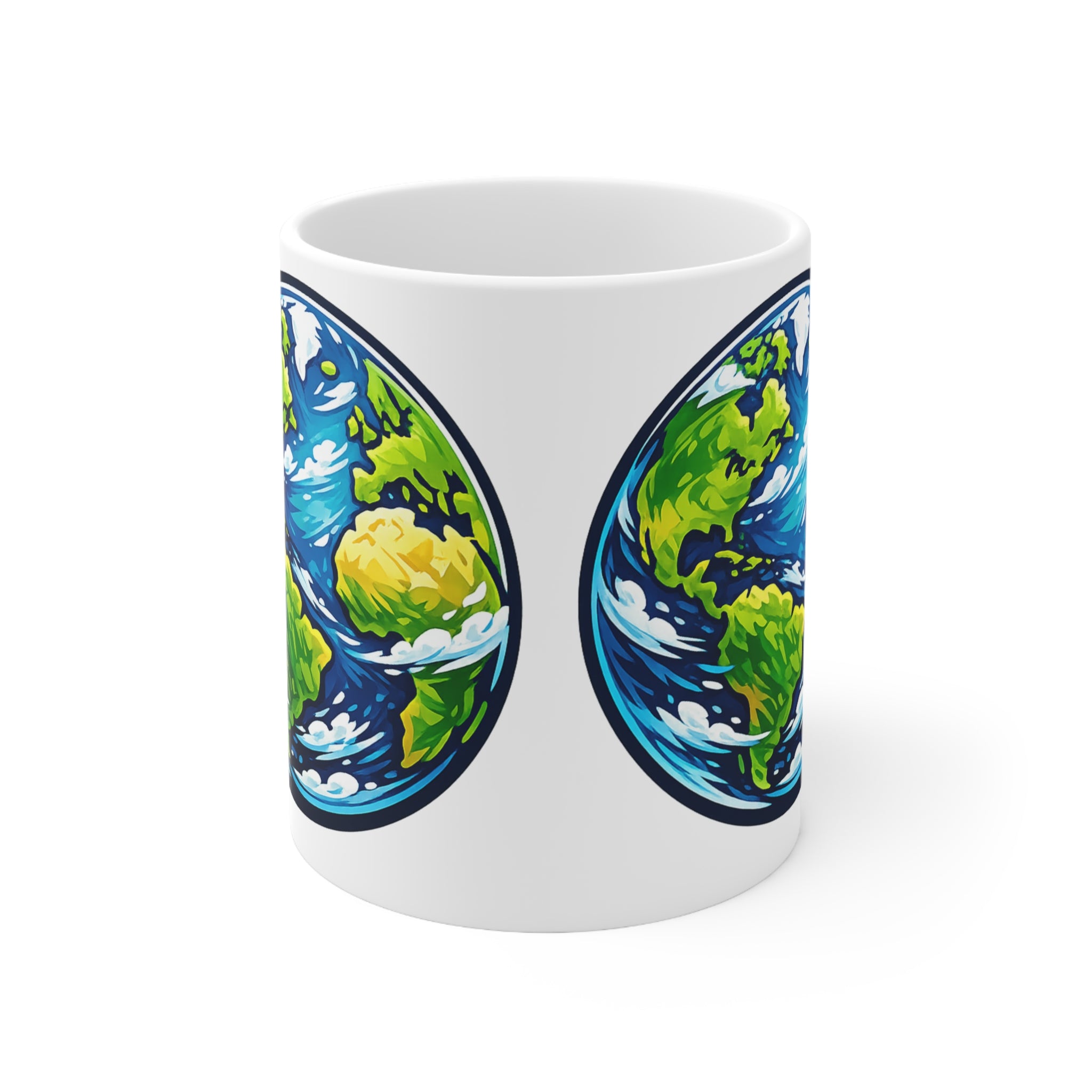 Earth Globe Ceramic Mug — Eco-Friendly World Map Coffee Cup (11oz & 15oz)