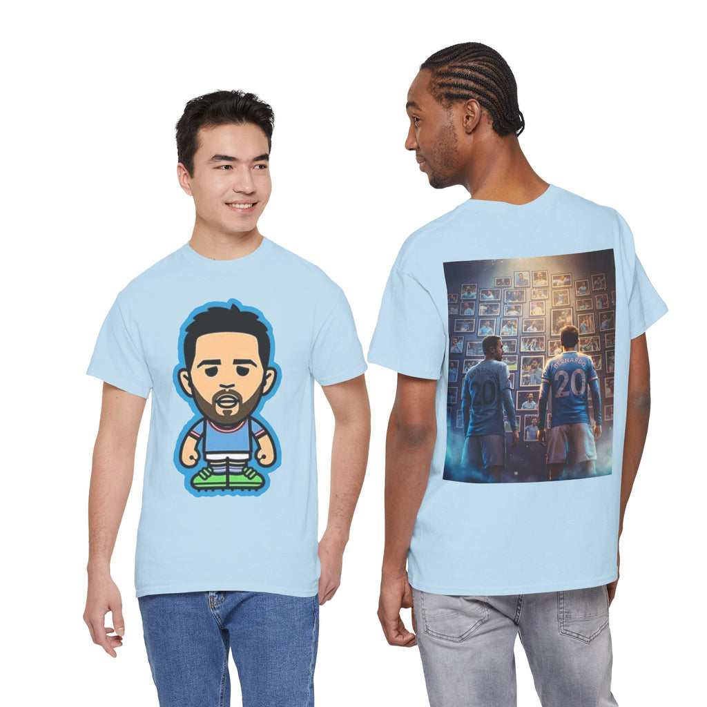Bernardo Silva Manchester City Legend Graphic Tee — Player Cartoon Front & Tribute Poster Back