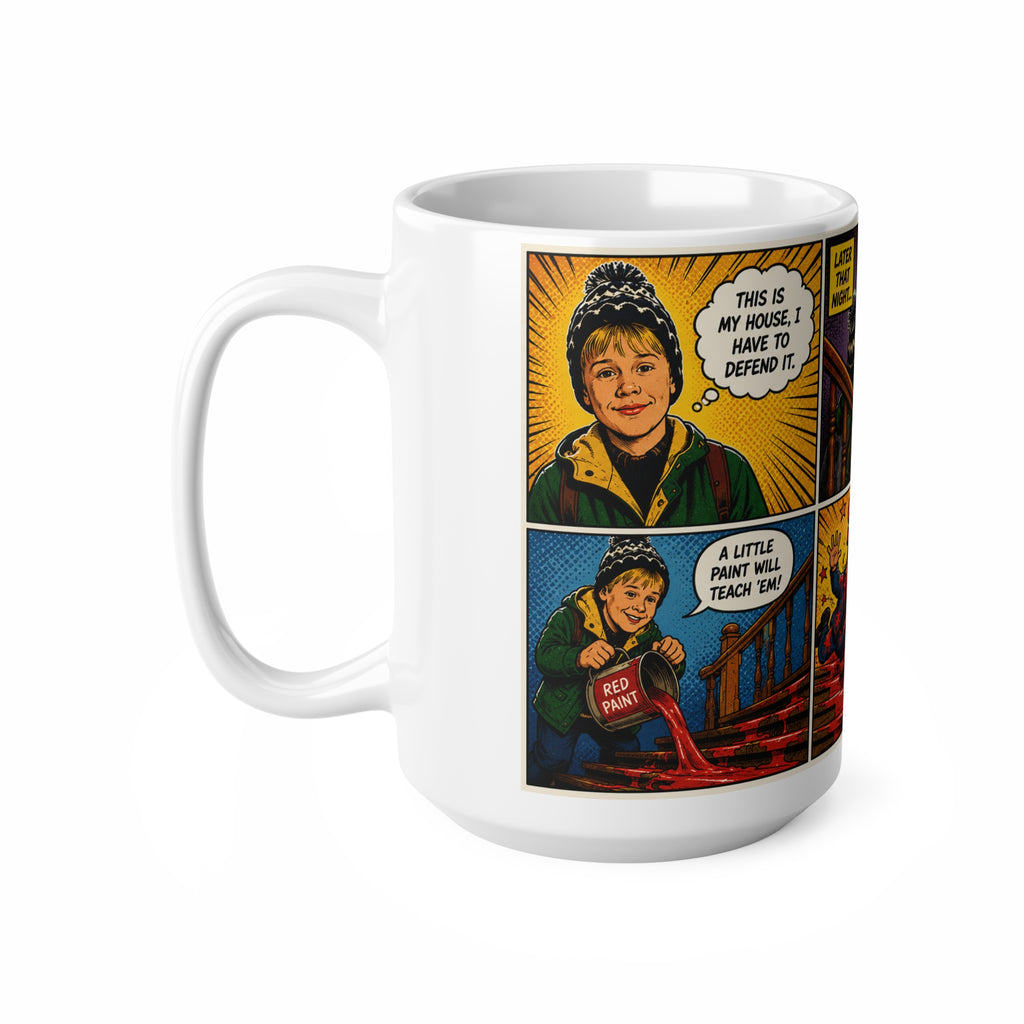 Home Alone Comic Strip Ceramic Coffee Mug — Vintage Pop Art Horror Panels (11oz & 15oz)