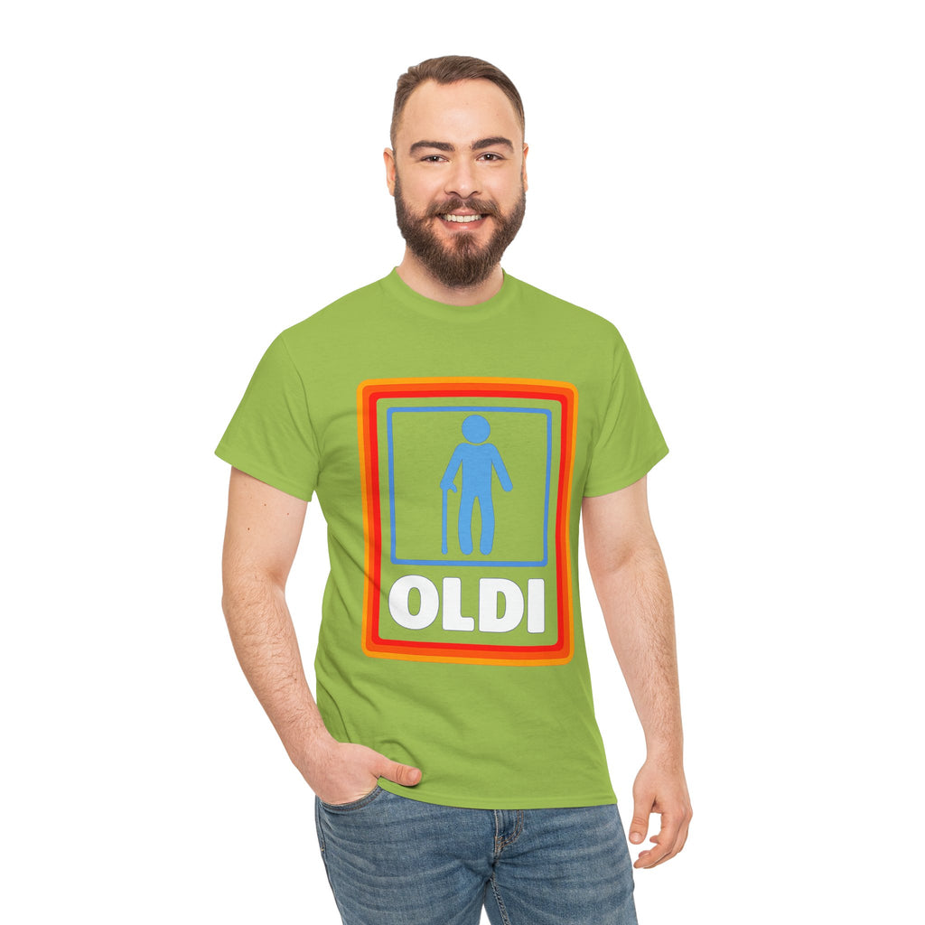 Oldi Retro Logo Tee — Funny Elderly Humour T-Shirt