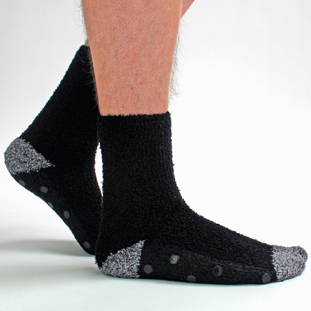 4 Pack Mens Cosy Soft Fluffy Slipper Bed Socks with Grips