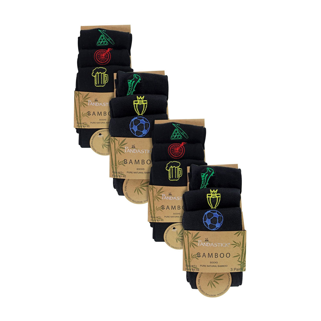12 Pack Mens Value Breathable Bamboo Embriodered Dress Socks