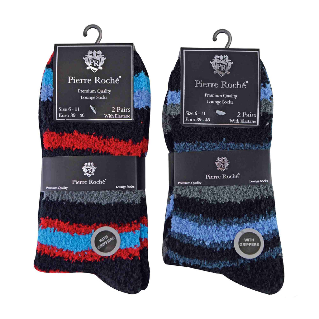 4 Pack Mens Cosy Soft Fluffy Slipper Bed Socks with Grips