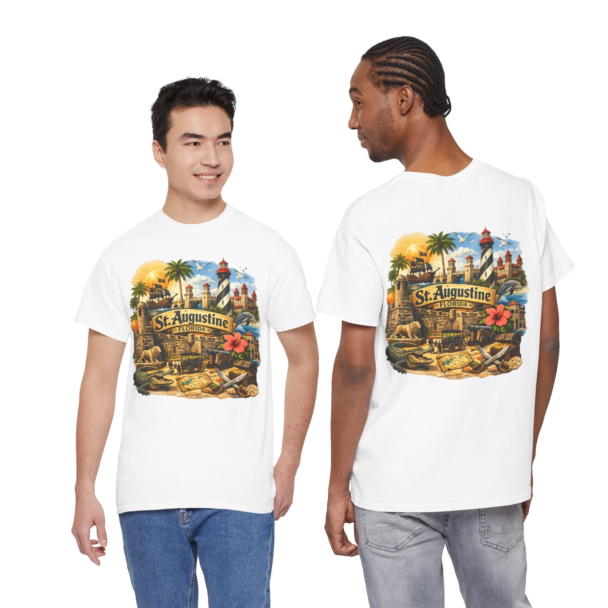 St. Augustine Florida Vintage Travel Tee — Retro Beach & Lighthouse Souvenir T-Shirt