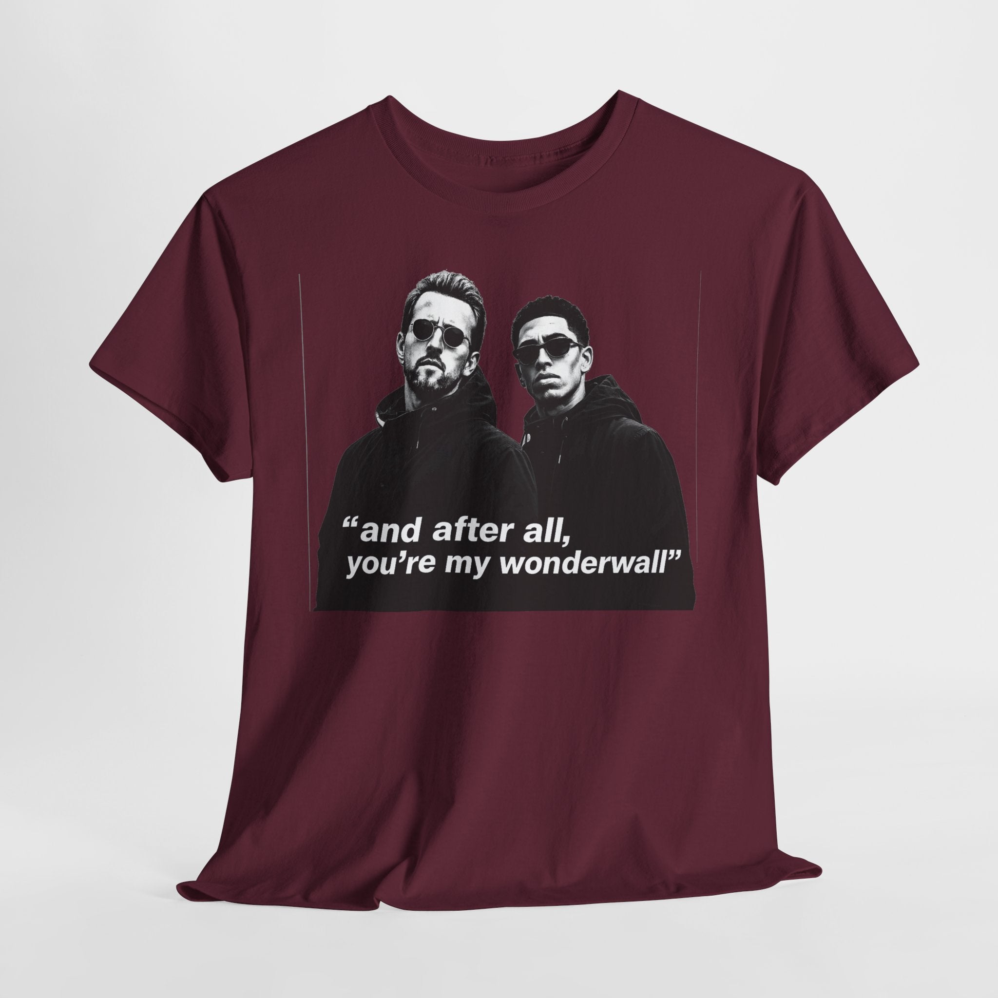 Kane and Bellingham Wonderwall Lyric T-Shirt — ‘and after all, you’re my wonderwall’ Retro Band Tee