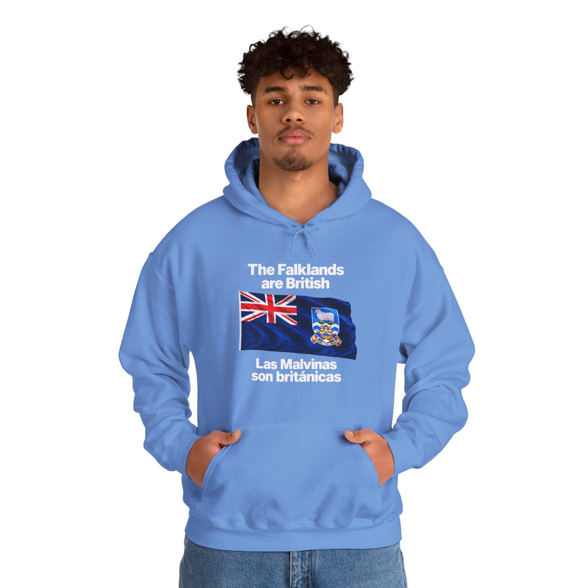 Falklands Are British Hoodie – Bilingual 'Las Malvinas son británicas' Flag Pullover